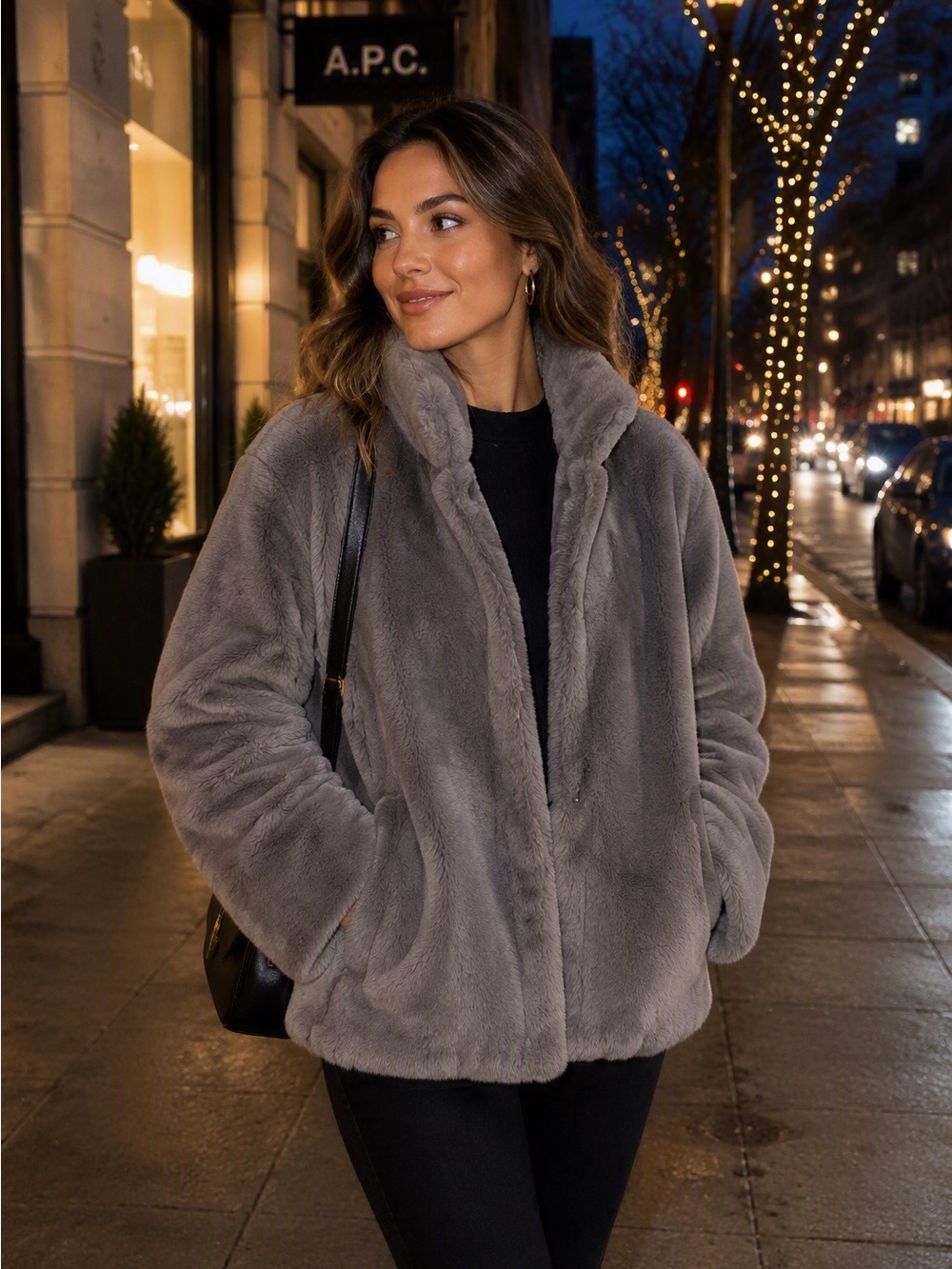 Maralyn & Me Plush Teddy Jacket in Gray